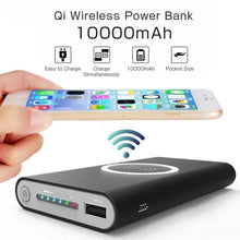 Load image into Gallery viewer, Power Bank &amp; Wireless QI Charger 10000mAh For iPhones &amp; Samsungs