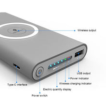 Load image into Gallery viewer, Power Bank &amp; Wireless QI Charger 10000mAh For iPhones &amp; Samsungs