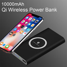 Load image into Gallery viewer, Power Bank &amp; Wireless QI Charger 10000mAh For iPhones &amp; Samsungs